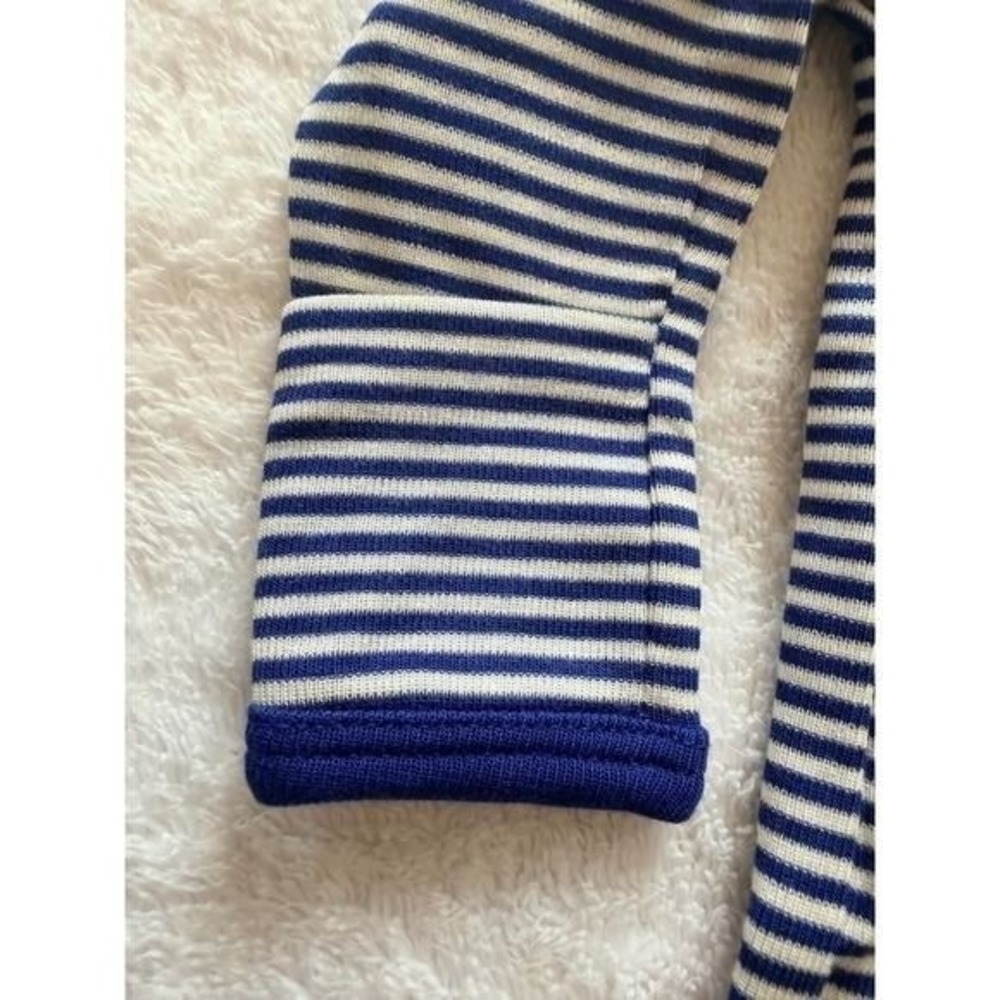 Wonder Nation Baby 2 Pack Modal Footed Sleepers Smiley Face Stripe Blue 6-9M - Picture 4 of 9